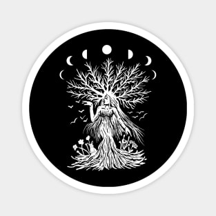 Tree Goddess, Moon Phases, Gothic Witchy Nature Magnet